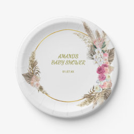 Elegante Wilde Bloemen Baby Shower Papieren Bordje
