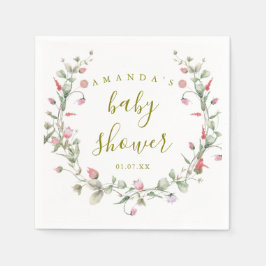 Elegante Wilde Bloemen Baby Shower Servet