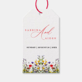 Elegante wilde bloemen bloeiende tuin bruiloft cadeaulabel