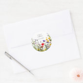 Elegante wilde bloemen bloeiende tuin bruiloft ronde sticker (Envelop)