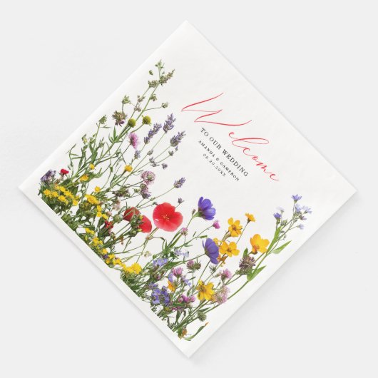 Elegante wilde bloemen bloeiende tuin bruiloft servet (Hoek)