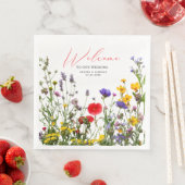 Elegante wilde bloemen bloeiende tuin bruiloft servet (Insitu)