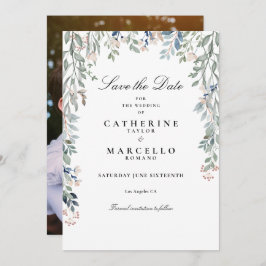 Elegante Wilde Bloemen Bloem Foto Bruiloft Save The Date