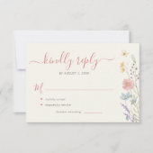 Elegante wilde bloemen bloemenbruiloft RSVP kaartje (Voorkant)