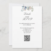 Elegante Wilde Bloemen Bloemencode QR Code Trouwen Kaart (Achterkant)