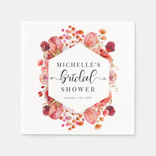 Elegante wilde bloemen | Boho Bruiloftsborrel  Servet (Voorkant)