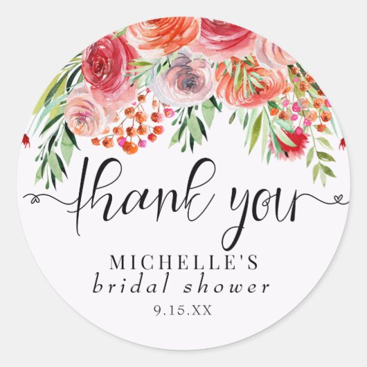 Elegante Wilde Bloemen | Boho Dank Je Ronde Sticker (Voorkant)