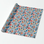 Elegante Wilde Bloemen Botanisch Patroon Cadeaupapier (Uitgerold)
