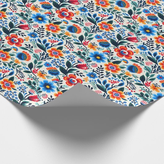 Elegante Wilde Bloemen Botanisch Patroon Cadeaupapier (Hoek)