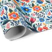 Elegante Wilde Bloemen Botanisch Patroon Cadeaupapier (Rol Hoek)