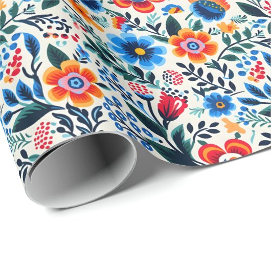 Elegante Wilde Bloemen Botanisch Patroon Cadeaupapier (Rol Hoek)