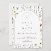 Elegante Wilde Bloemen Botanische Bruiloft Save The Date (Voorkant)