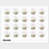 Elegante Wilde Bloemen Bruidsfeest  Ronde Sticker (Vel)