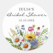 Elegante Wilde Bloemen Bruidsfeest  Ronde Sticker (Voorkant)