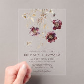 Elegante Wilde Bloemen Bruiloft Acryl Uitnodigingen (Insitu (Draagbaar))