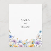 Elegante wilde bloemen bruiloft details Flat Kaart (Achterkant)