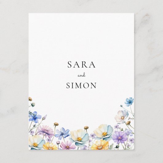 Elegante wilde bloemen bruiloft details Flat Kaart (Achterkant)