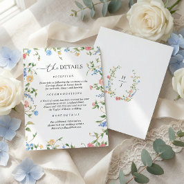 Elegante Wilde Bloemen Bruiloft Details Informatiekaartje