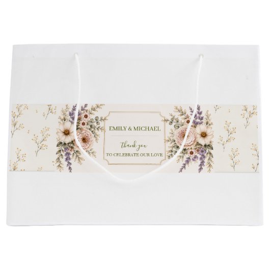Elegante Wilde Bloemen Bruiloft Groot Cadeauzakje (Voorkant)
