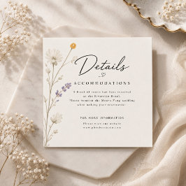 Elegante Wilde Bloemen Bruiloft  Informatiekaartje