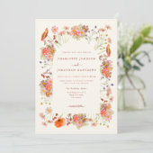 Elegante Wilde Bloemen Bruiloft Kaart (Staand voorkant)