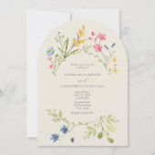 Elegante Wilde Bloemen Bruiloft Kaart (Voorkant)