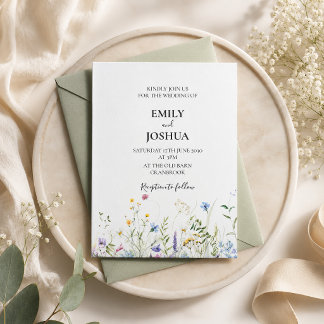 Elegante Wilde Bloemen Bruiloft Kaart