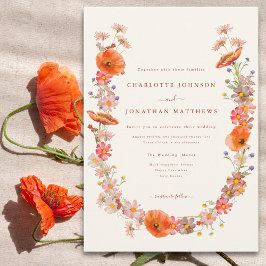 Elegante Wilde Bloemen Bruiloft Kaart