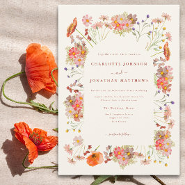 Elegante Wilde Bloemen Bruiloft Kaart