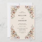 Elegante Wilde Bloemen Bruiloft Kaart (Voorkant)