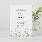 Elegante Wilde Bloemen Bruiloft Kaart (Staand voorkant)