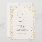 Elegante Wilde Bloemen Bruiloft Kaart (Voorkant)
