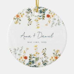Elegante Wilde Bloemen Bruiloft Keramisch Ornament