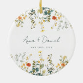 Elegante Wilde Bloemen Bruiloft Keramisch Ornament (Achterkant)