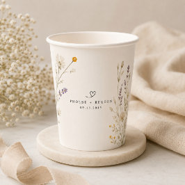 Elegante Wilde Bloemen Bruiloft  Papieren Bekers