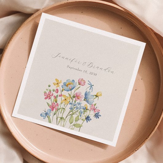 Elegante Wilde Bloemen Bruiloft Servet