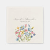 Elegante Wilde Bloemen Bruiloft Servet (Voorkant)