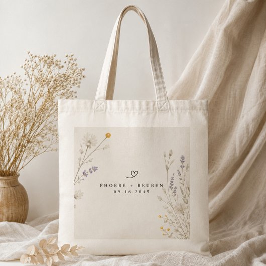 Elegante Wilde Bloemen Bruiloft Tote Bag