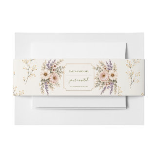 Elegante Wilde Bloemen Bruiloft Uitnodigingen Wikkel