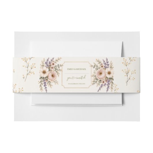 Elegante Wilde Bloemen Bruiloft Uitnodigingen Wikkel (Voorkant Voorbeeld)