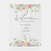 Elegante Wilde Bloemen Bruiloft Welkom Acryl Bord (Voorkant)