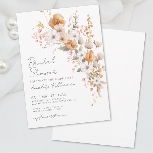 Elegante Wilde Bloemen Bruiloftsdouche Kaart