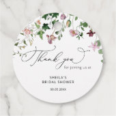 Elegante Wilde Bloemen Bruiloftsshower Favoritieta Bedankjes Labels (Achterkant)
