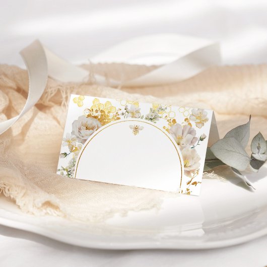 Elegante wilde bloemen bumble bee bruiloft plaatskaartje