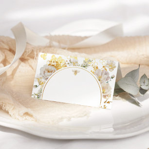Elegante wilde bloemen bumble bee bruiloft plaatskaartje