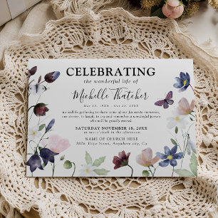 Elegante Wilde Bloemen Condoleance Herdenking Fune Kaart