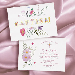 Elegante wilde bloemen doop folie uitnodiging