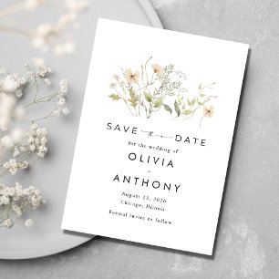 Elegante Wilde Bloemen Foto Bruiloft Save The Date
