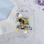 Elegante wilde bloemen foto bruiloft Save the date Acryl Uitnodigingen