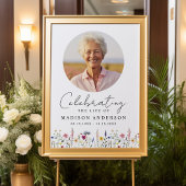 Elegante Wilde Bloemen Foto Herdenking van het Lev Poster